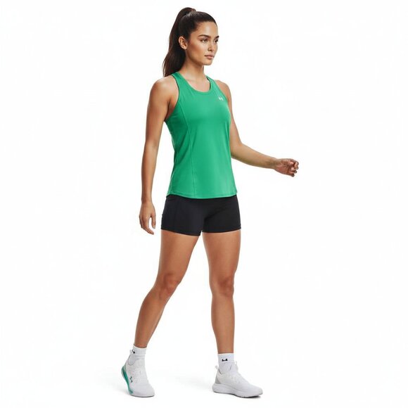 Under Armour Green Racetrack Gym Tank Top Sz M Stretchy Performance Activewear - Picture 2 of 5